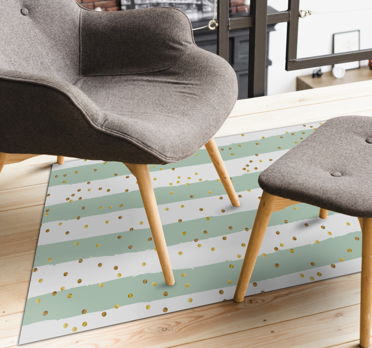 Alfombra vinílica dormitorio confeti dorado en rayas - TenVinilo