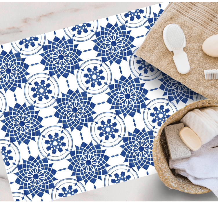 Alfombras vinílicas modernas Estilo de azulejo de círculos azules - TenVinilo