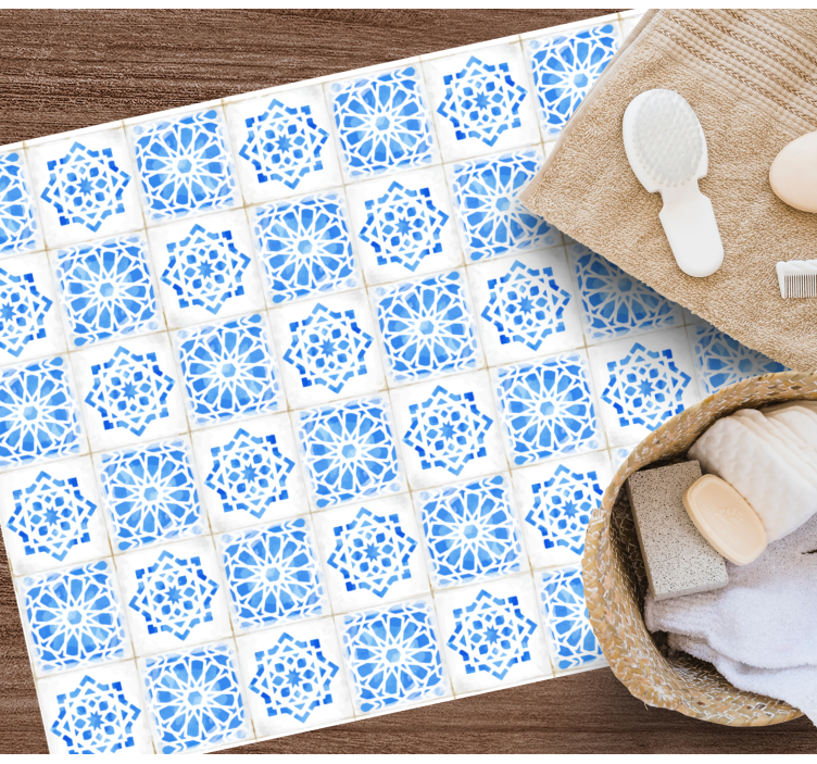 Alfombras vinílicas modernas Mosaico elegante azul - TenVinilo