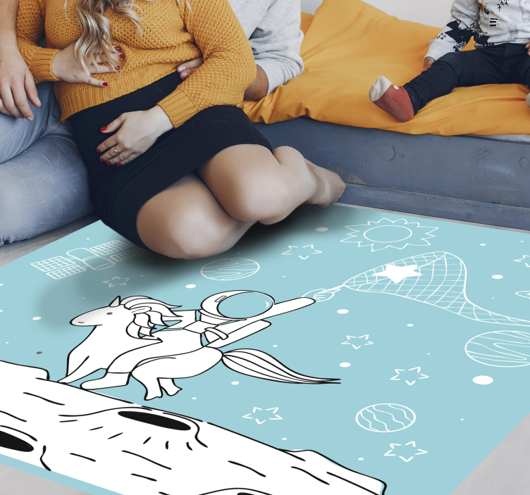 Aflombra vinílica animales Astronauta montando unicornio - TenVinilo