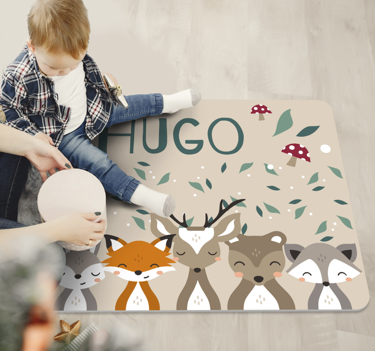 Alfombra vinílica de animalitos con nombre - TenVinilo