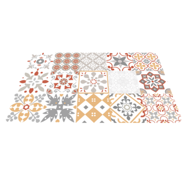 Alfombra vinílica cocina mosaico naranja - TenVinilo