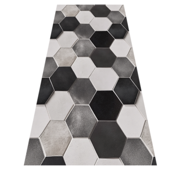 Alfombra vinílica cocina hexágonos grises - TenVinilo