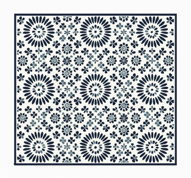 Aflombra vinilica azul patrón floral geométrico - TenVinilo