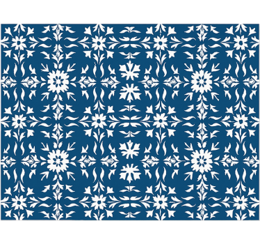 Aflombra vinilica azul patrón de azulejos blancos - TenVinilo