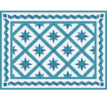 Aflombra vinilica azul azulejos geométricos de estrellas - TenVinilo