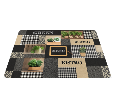 Alfombra vinílica cocina bistró blanco y negro - TenVinilo