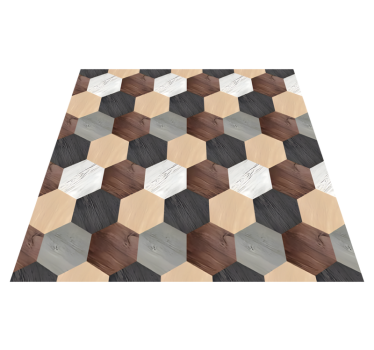 Alfombra vinílica cocina hexágonos de madera mixta - TenVinilo