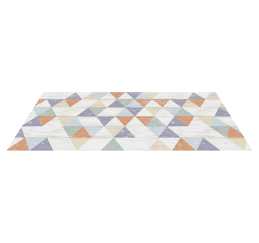Alfombra vinílica cocina triángulos de madera pastel - TenVinilo