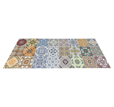 Alfombra vinílica cocina patchwork mediterráneo ecléctico - TenVinilo