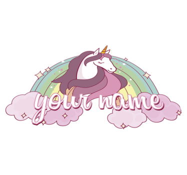 Aflombra vinílica animales unicornio rosa con nombre - TenVinilo