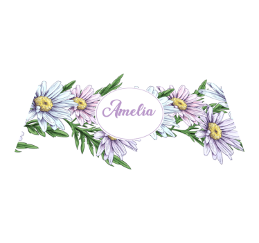 Alfombra vinílica flores diseño de margaritas con nombre - TenVinilo