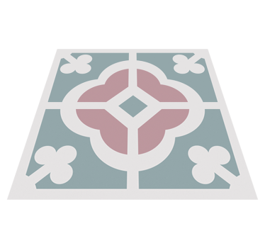 Alfombra vinílica cocina azulejo hidráulico floral - TenVinilo