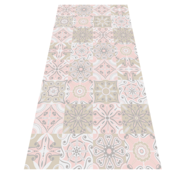 Alfombra vinílica cocina azulejo rosa y gris - TenVinilo
