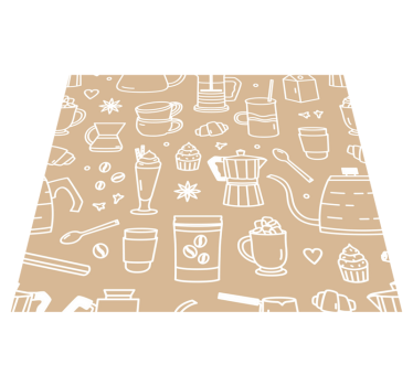 Alfombra vinílica cocina diseño de tazas y vasos - TenVinilo