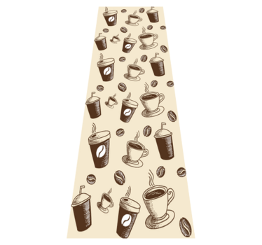 Alfombra vinílica cocina diseño de tazas con café - TenVinilo