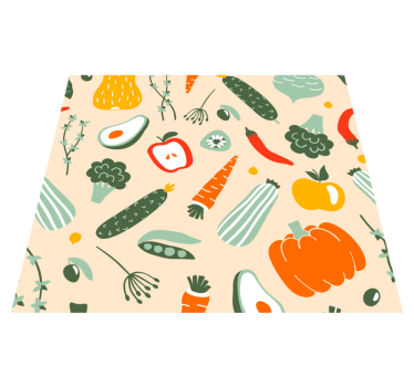 Alfombra vinílica cocina patrón de alimentos beige - TenVinilo