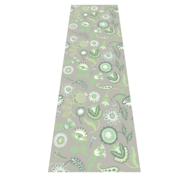 Alfombra vinílica cocina patrón de flores verdes delicadas - TenVinilo