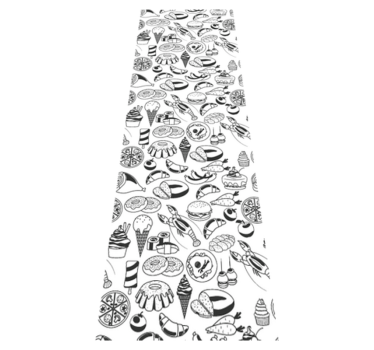 Alfombra vinílica cocina diseño de doodles de comida - TenVinilo