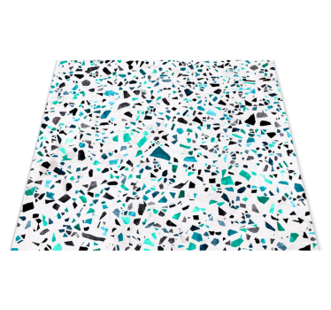 Alfombra vinílica cocina azulejos de mármol azul - TenVinilo