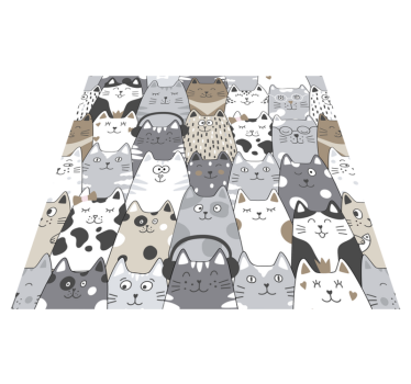 Alfombra vinílica dormitorio gatos de caricatura - TenVinilo