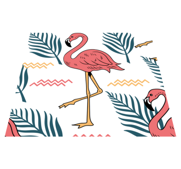 Alfombra vinílica dormitorio hojas tropicales con flamencos - TenVinilo