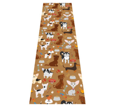 Alfombra vinílica dormitorio con patrón de perros adorables - TenVinilo