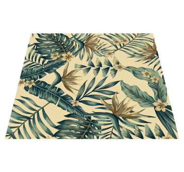 Alfombra vinílica dormitorio hojas tropicales - TenVinilo
