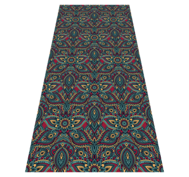 Alfombra vinílica dormitorio patrón indio rojo - TenVinilo