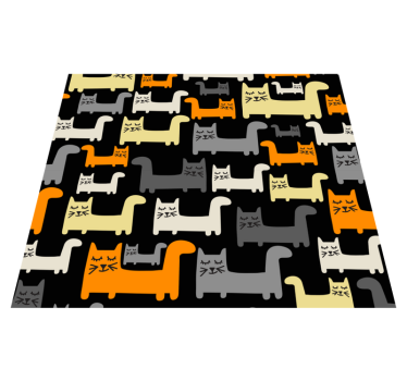 Alfombra vinílica dormitorio gatos geométricos coloridos - TenVinilo