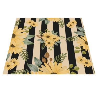 Alfombra vinílica dormitorio girasoles de otoño rayas - TenVinilo
