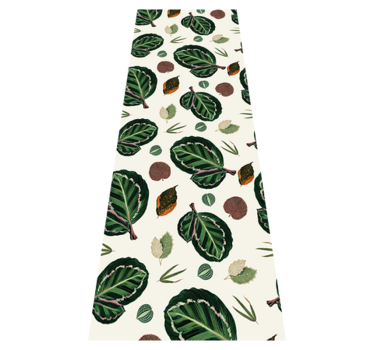 Alfombra vinílica dormitorio hojas de maranta verde roja - TenVinilo