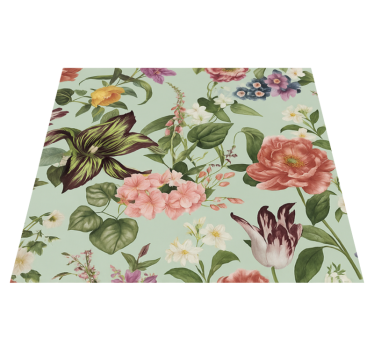 Alfombra vinílica dormitorio floral colorido de primavera - TenVinilo