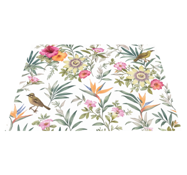 Alfombra vinílica dormitorio diseño floral azul - TenVinilo