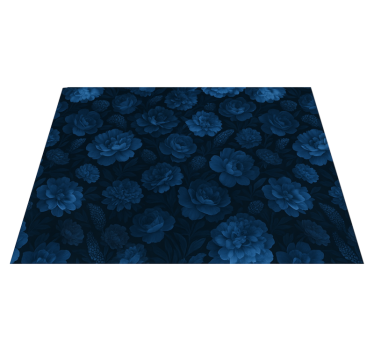 Alfombra vinílica dormitorio motivo floral azul oscuro - TenVinilo