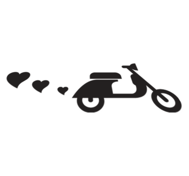 Alfombra vinílica dormitorio moto y corazones - TenVinilo