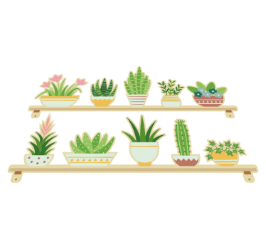 Alfombra vinílica cocina estante para plantas cactus - TenVinilo