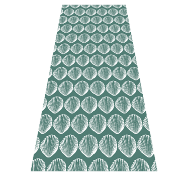 Alfombra vinílica cocina patrón retro de conchas - TenVinilo