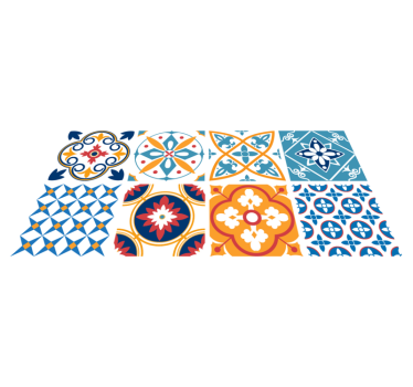 Alfombra vinílica cocina sevrinia azulejos de cemento - TenVinilo