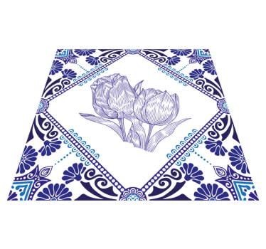 Alfombra vinílica cocina tulipanes azules de delft - TenVinilo