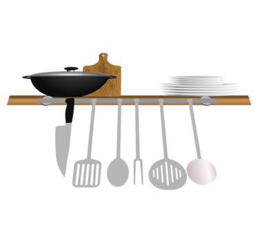 Alfombra vinílica cocina secador de platos y tazones - TenVinilo