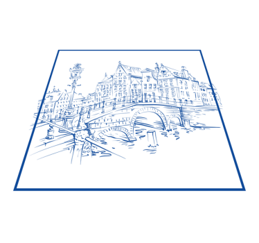 Alfombra vinílica cocina casas de canal azul delft - TenVinilo
