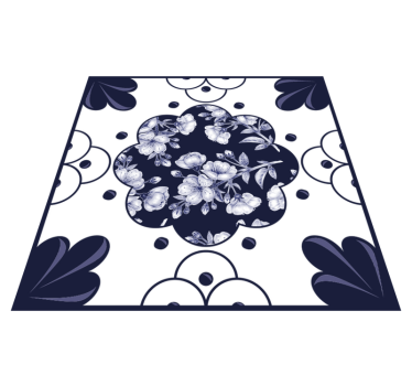 Alfombra vinílica cocina azulejos de flores - TenVinilo