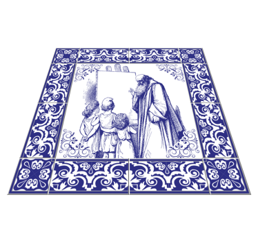 Alfombra vinílica cocina delfts azul maestro - TenVinilo