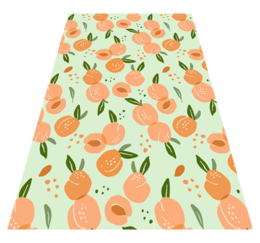 Alfombra vinílica cocina duraznos sobre fondo verde - TenVinilo