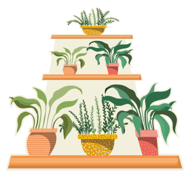 Alfombra vinílica cocina estante para plantas watercolo - TenVinilo