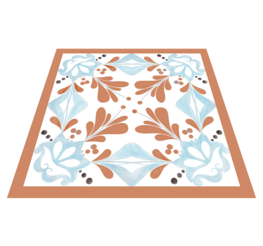 Alfombra vinílica cocina azulejos mediterráneos florales - TenVinilo