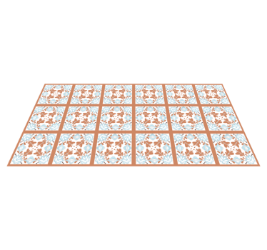 Alfombra vinílica cocina azulejos mediterráneos florales - TenVinilo