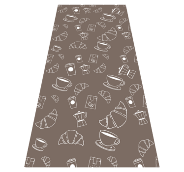 Alfombra vinílica cocina croissant café patrón - TenVinilo
