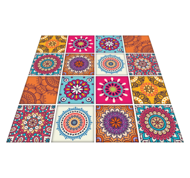 Alfombra vinílica cocina azulejos mandala - TenVinilo